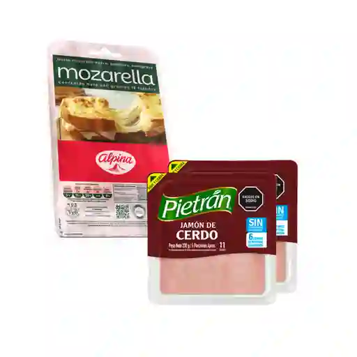 Combo Alpina Queso Mozzarella Tajado + Pietrán Jamón de Cerdo