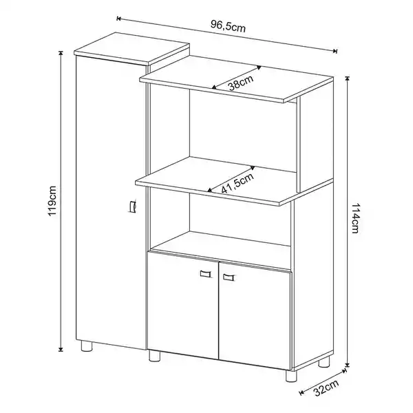 Muebles 2020 Mueble Auxiliar de Cocina Segovia Blanco/Negro