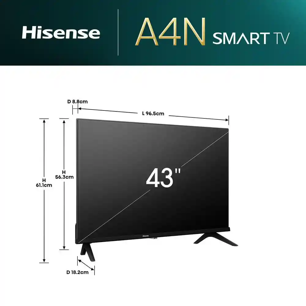 Televisor Hisense 43 Pulgadas Led Fhd Smart Tv 43a4n