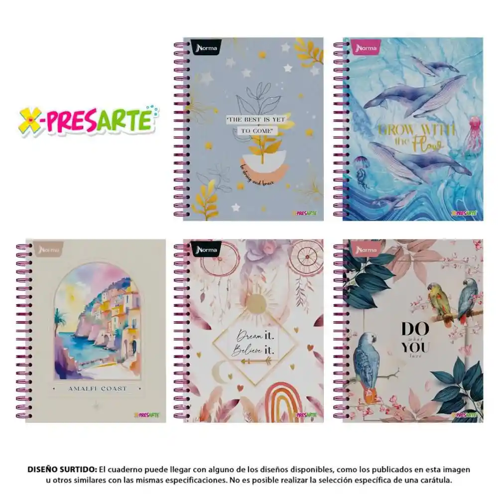 Cuaderno Mixto 180 Hojas Argollado Tapa Dura Norma