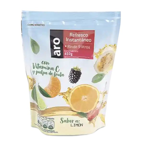 Aro Refresco Polvo Limón Rinde 9 L