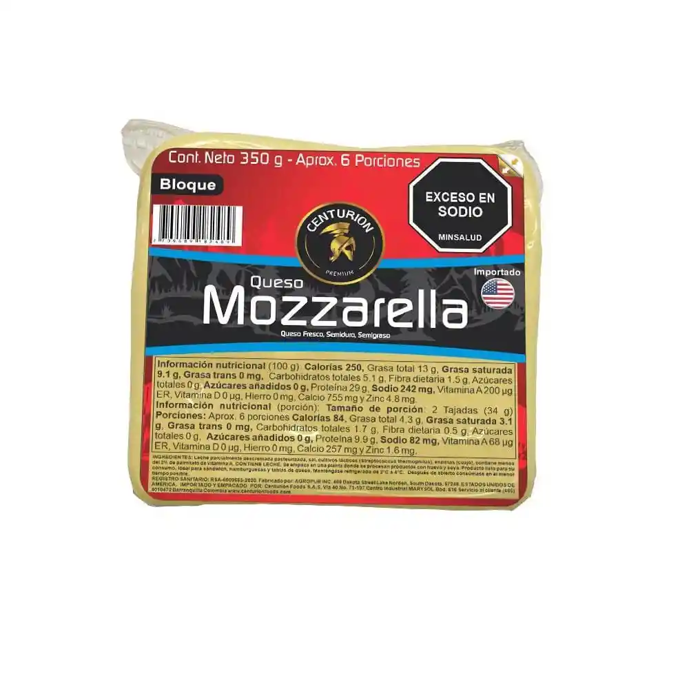 Queso Mozzarella Centurion en Bloque