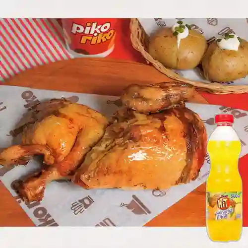 Combo Pollo Asado 4 Presas + Hit Naranja Piña 500 ml