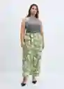 Pantalón Plumas Verde Talla M Mujer Mango