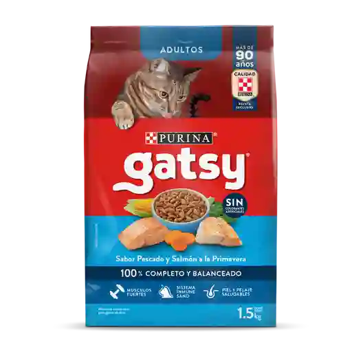 Comida para Gatos Purina Gatsy pescado y salmón 1,5kg