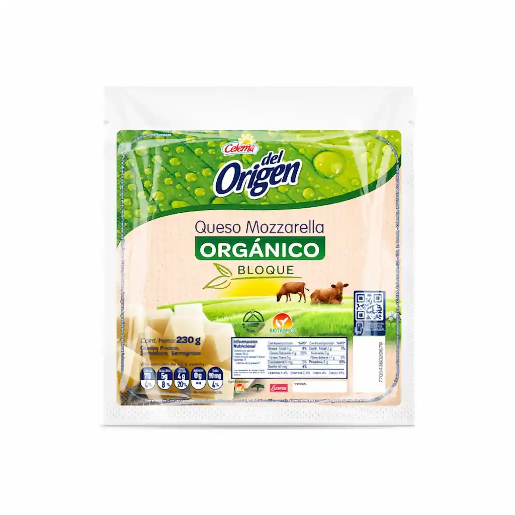 Queso Mozarella Orgánico Bloque