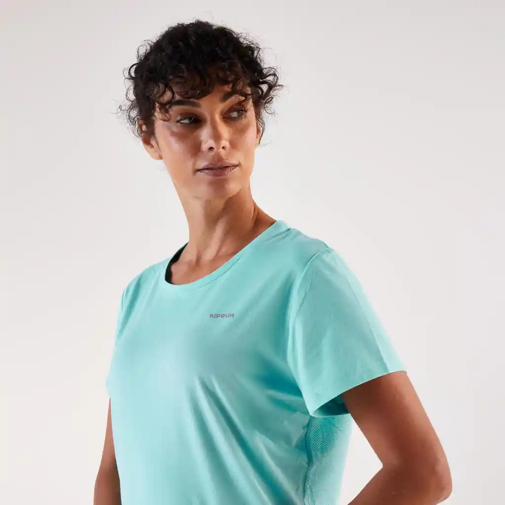 Camiseta Running Transpirable Mujer Kiprun Run 500 Dry Azul Turquesa