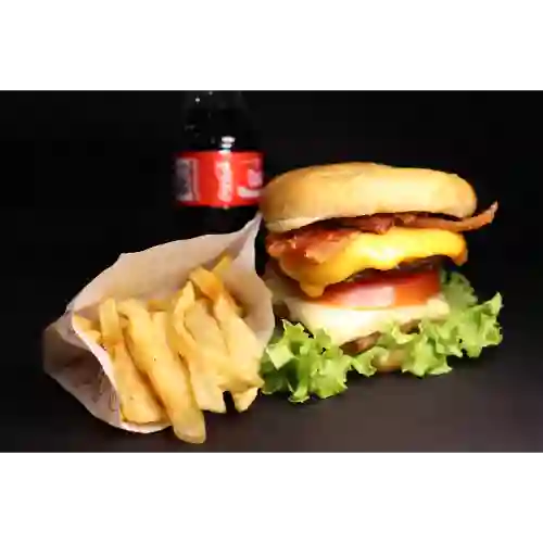 Hamburguesa Doble + Papas + Gaseosa