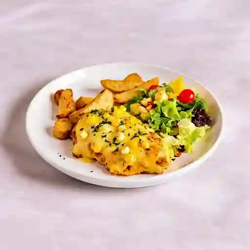 Pechuga Gratinada Con Maiz Tierno