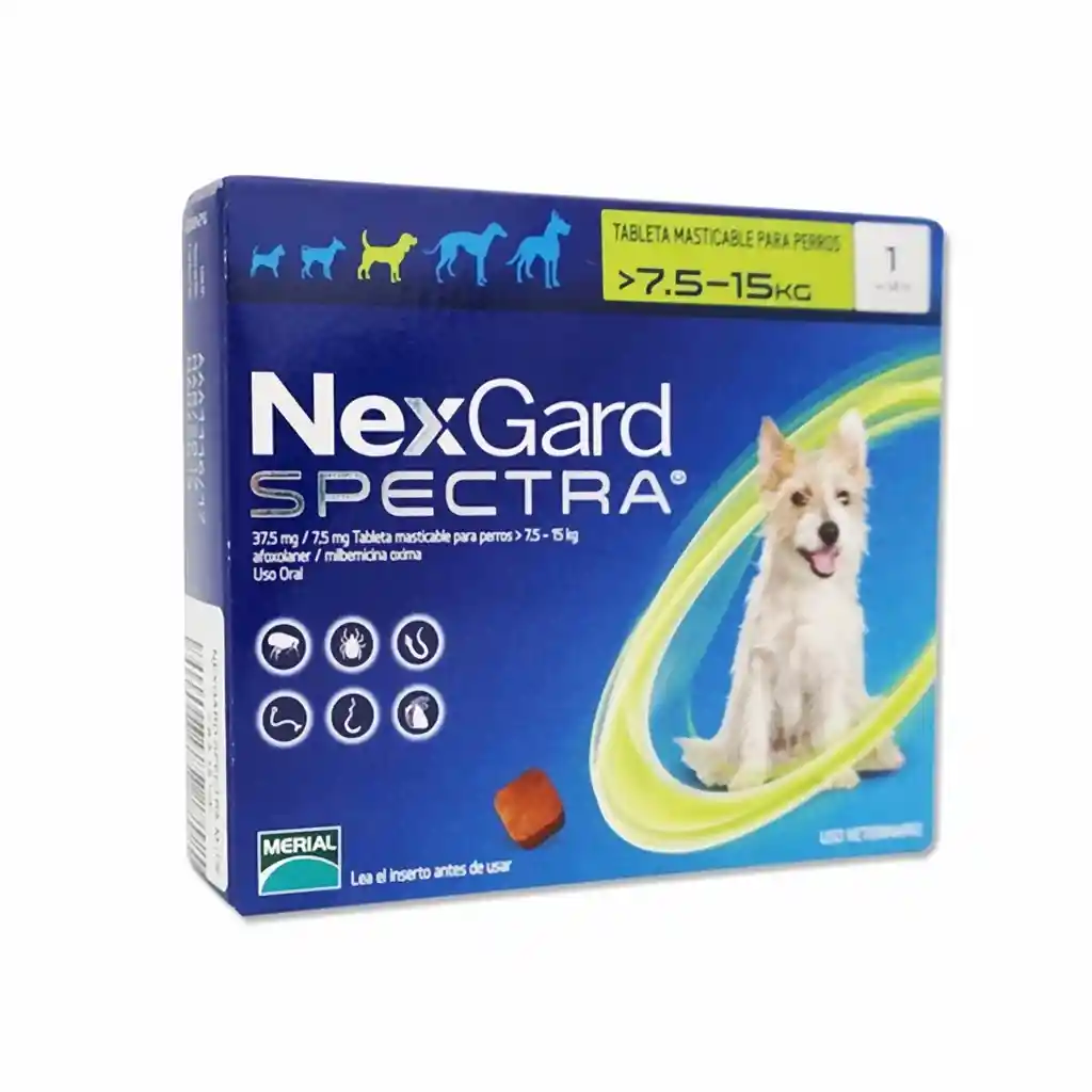 Nexgard Antipulgas y Antigarrapatas Spectra 7.5 a 15 Kg