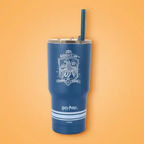 Vaso de Con Dije y Pitillo Serie Harry Potter Azul 580 mL Miniso