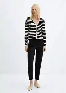 Buzo Cardigan Porta Negro Talla L Mujer Mango