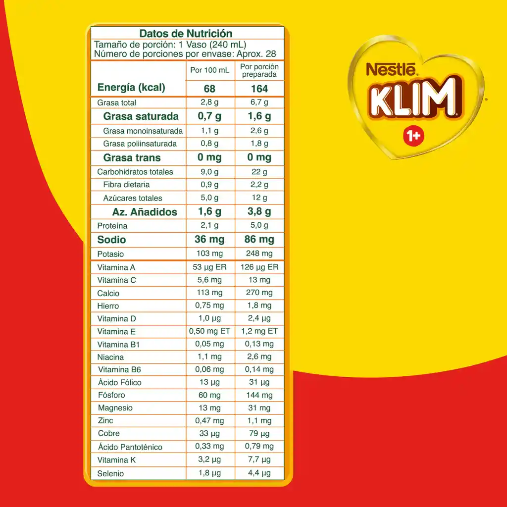Alimento lácteo KLIM 1+ x 1000g