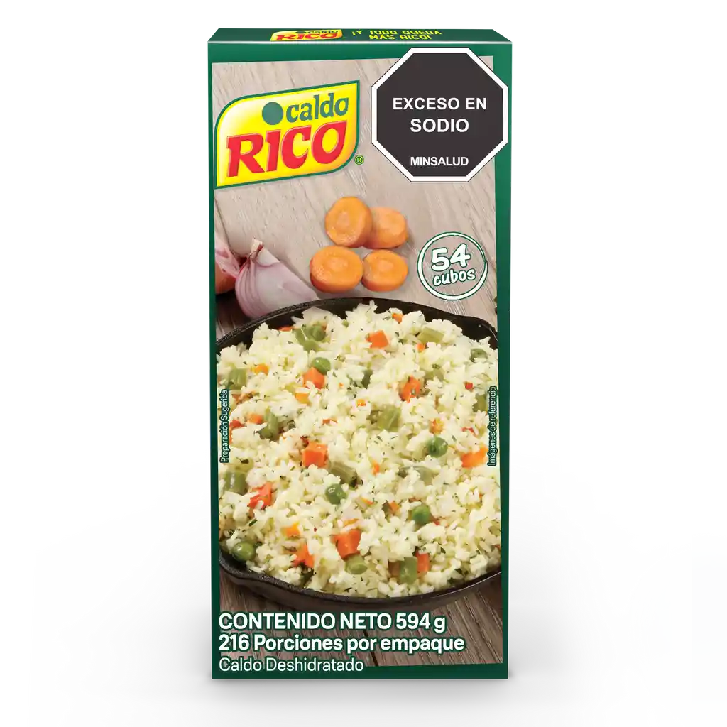 Caldo RICO deshidratado con verduras 54 cubos x 594g