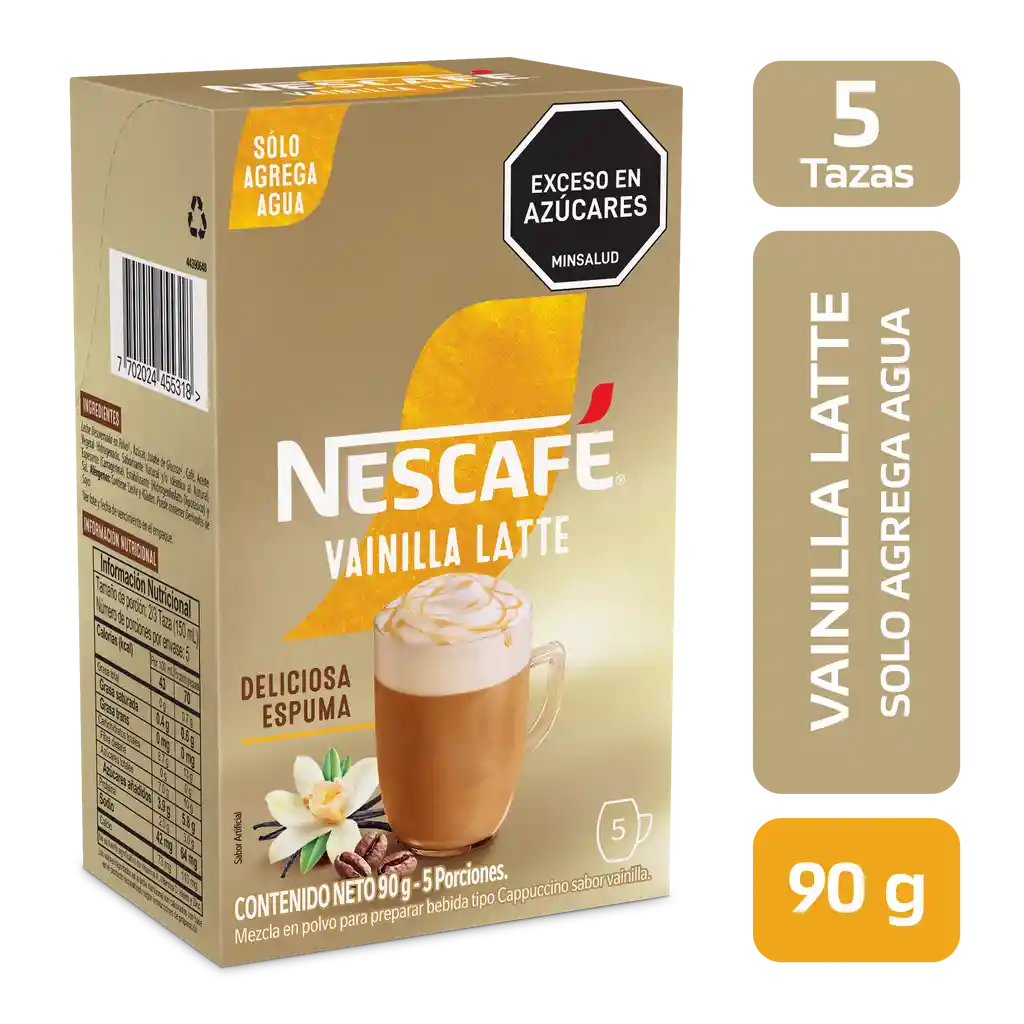 Vainilla Latte NESCAFÉ instantáneo x 90g