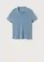 Polo Lino Celeste Talla S Hombre Mango