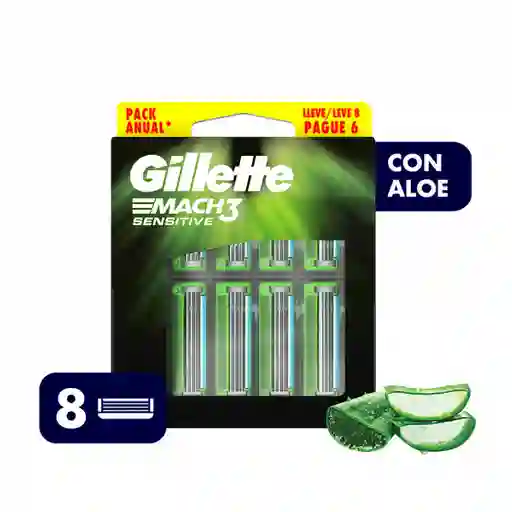 Gillette Repuesto para Máquina de Afeitar Mach3 Sensitive