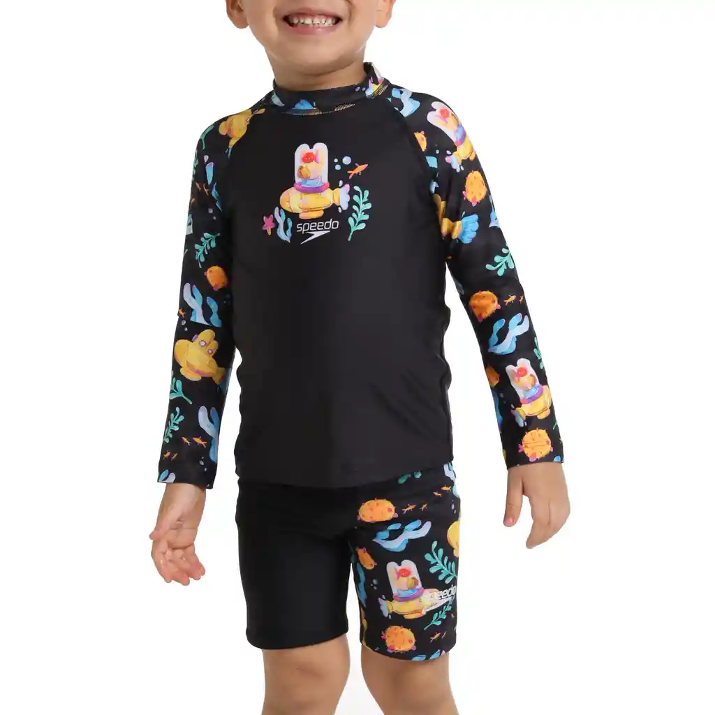 Camiseta Manga Larga Sunshine Dog Submarine Bebe Masculino Negro-06