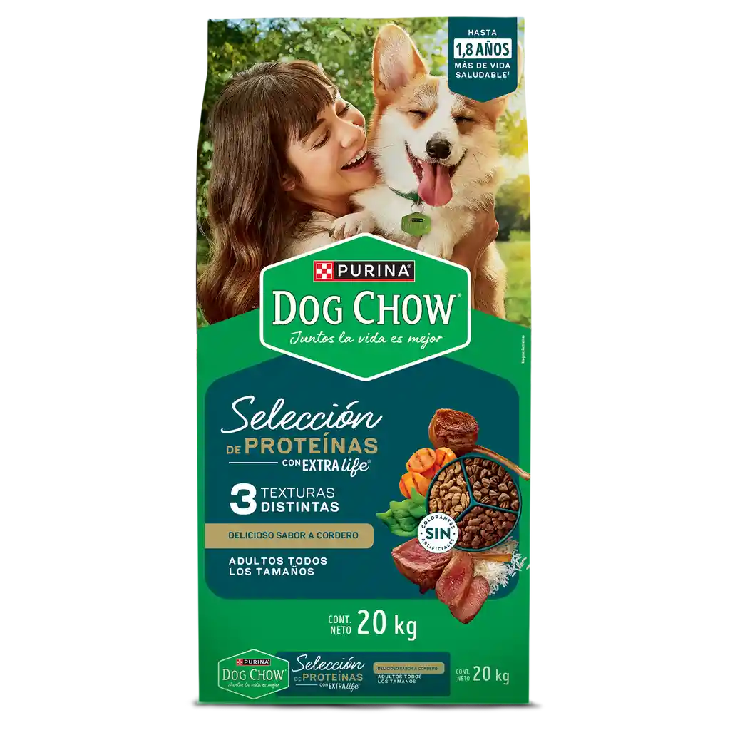Comida para Perros Purina Dog Chow Selección Proteina Cordero x 20 kg