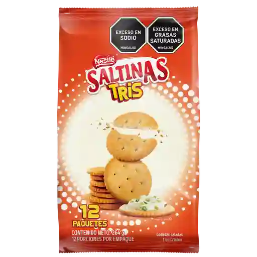 Galletas SALTINAS TRIS tipo cracker 12 Unds x 264g
