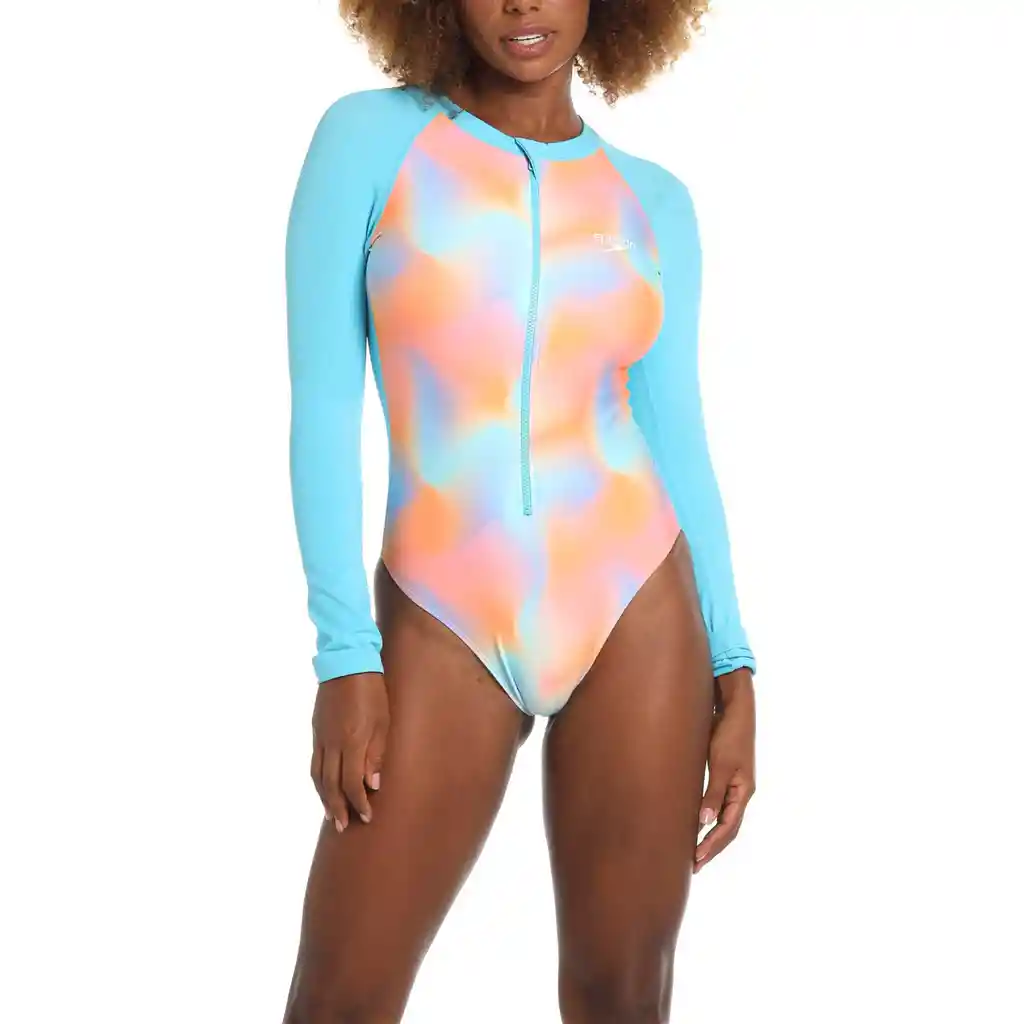 Vestido de Bano Manga Larga Sunbleached Mujer Azul -34