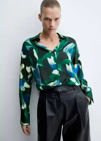 Camisa Guillem Verde Talla S Mujer Mango