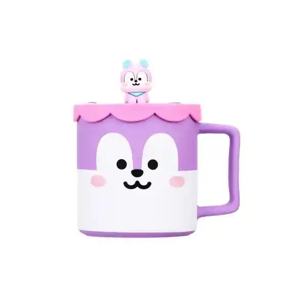 Bt21 Taza Cerámica Con Tapa de Silicona Mang Colección 425 mL