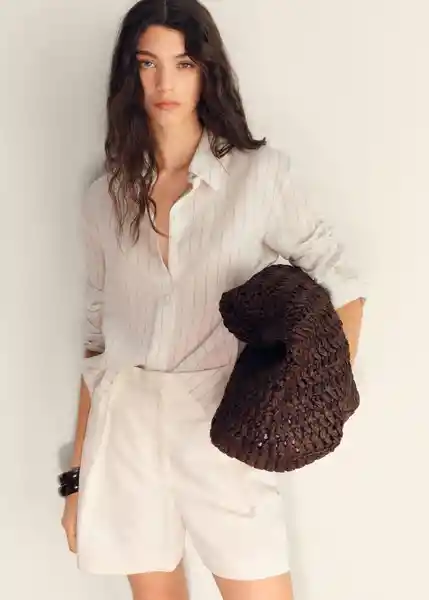 Bermuda Max Blanco Talla 36 Mujer Mango