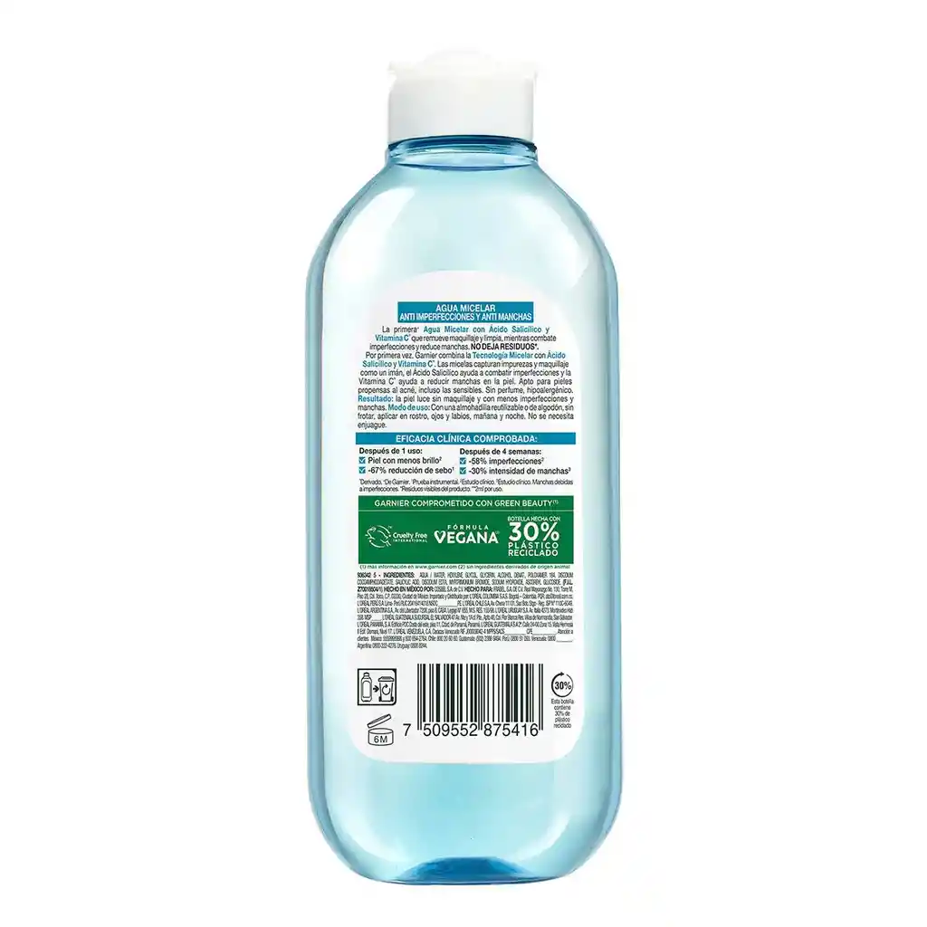 Agua Micelar  Garnier Express Aclara  Anti Imperfecciones 400ml
