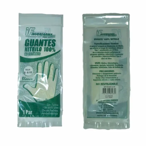 Inverfarma Guantes de Nitrilo Blanco Talla S