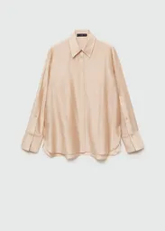 Camisa Contra Beige Talla L Mujer Mango