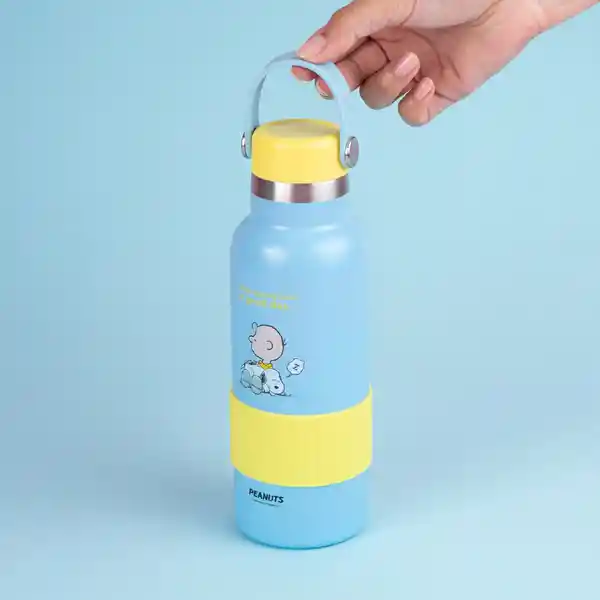 Termo de Con Asa y Funda Snoopy Colorful Azul 500 mL Miniso