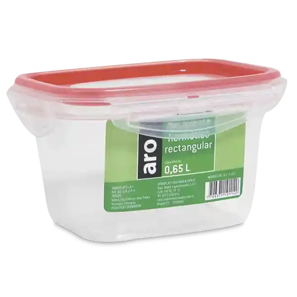 Aro Recipiente Hermético Rectangular Alta 0.65 L No.1