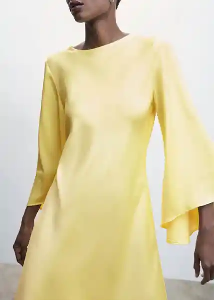 Vestido Rosa-A Amarillo Talla L Mujer Mango