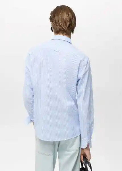 Camisa Soller Celeste Talla M Hombre Mango