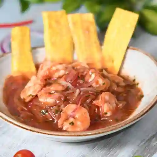 Ceviche camarones salsa de tomate (col)