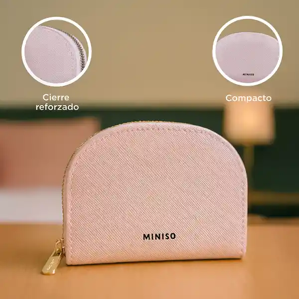 Monedero Semicirculo Liso Rosa Miniso