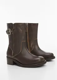 Botines Lara Marrón Talla 37 Mujer Mango