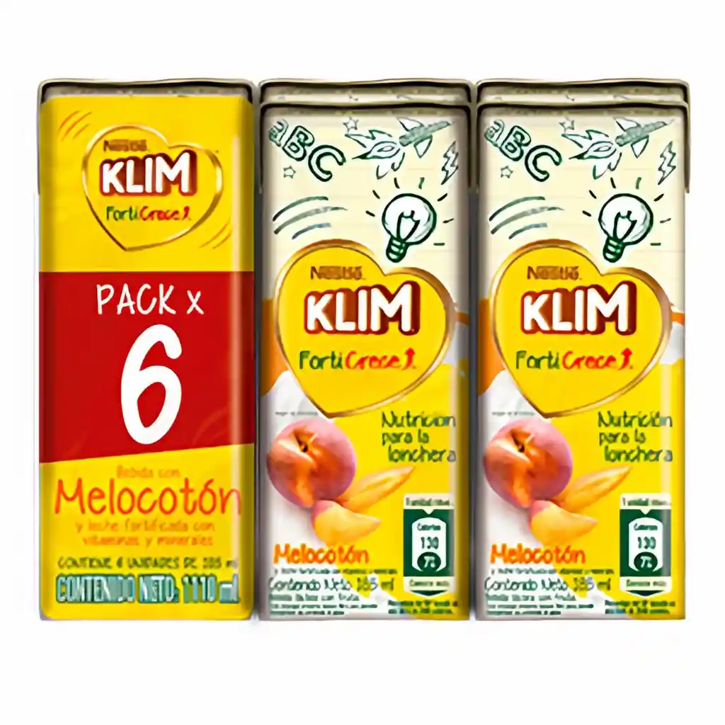 Klim Bebida Láctea Sabor a Melocotón x 6 Unidades