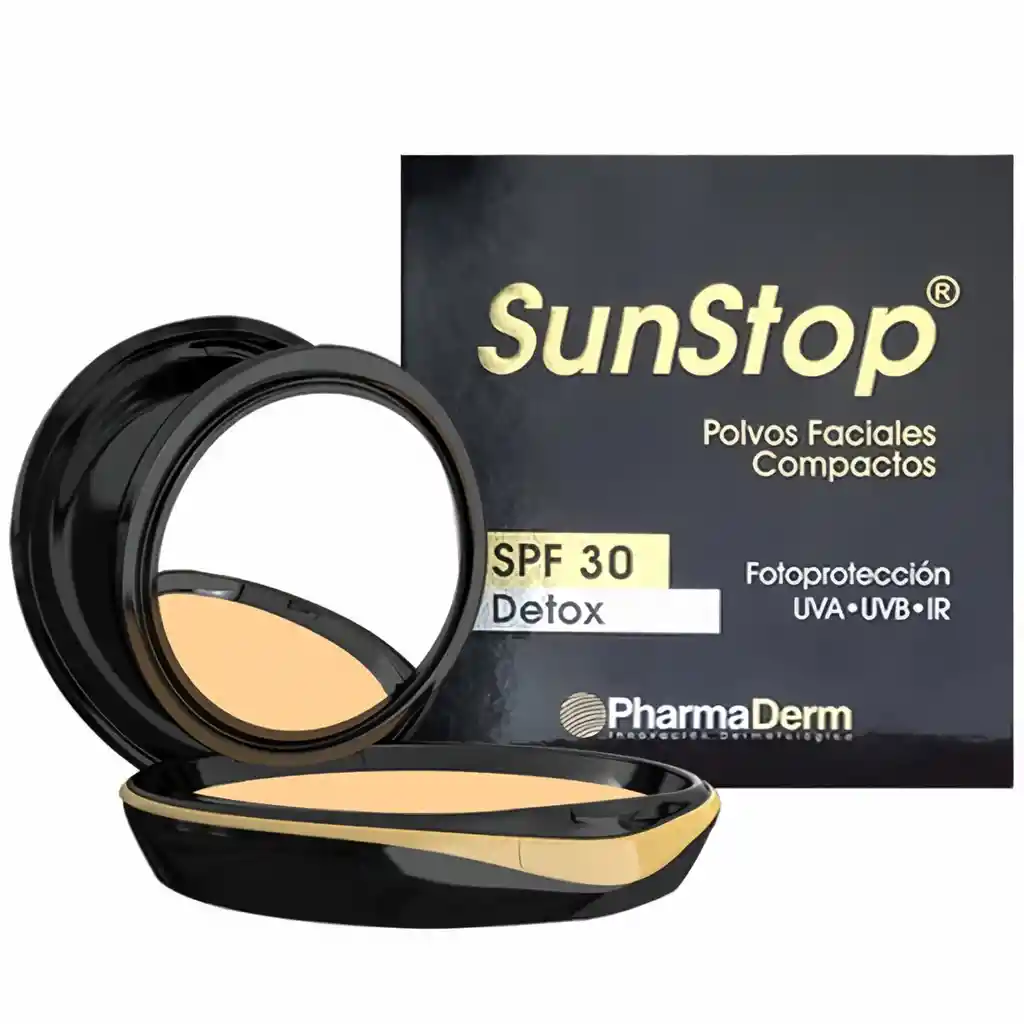 Sun Stop Polvo Compacto en Estuche Tono Canela Con Spf 30 Detox