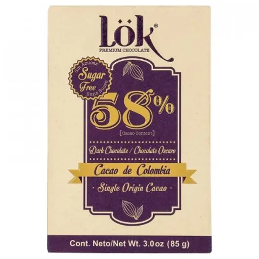 Lok Barra de Chocolate 58 % Cacao sin Azúcar