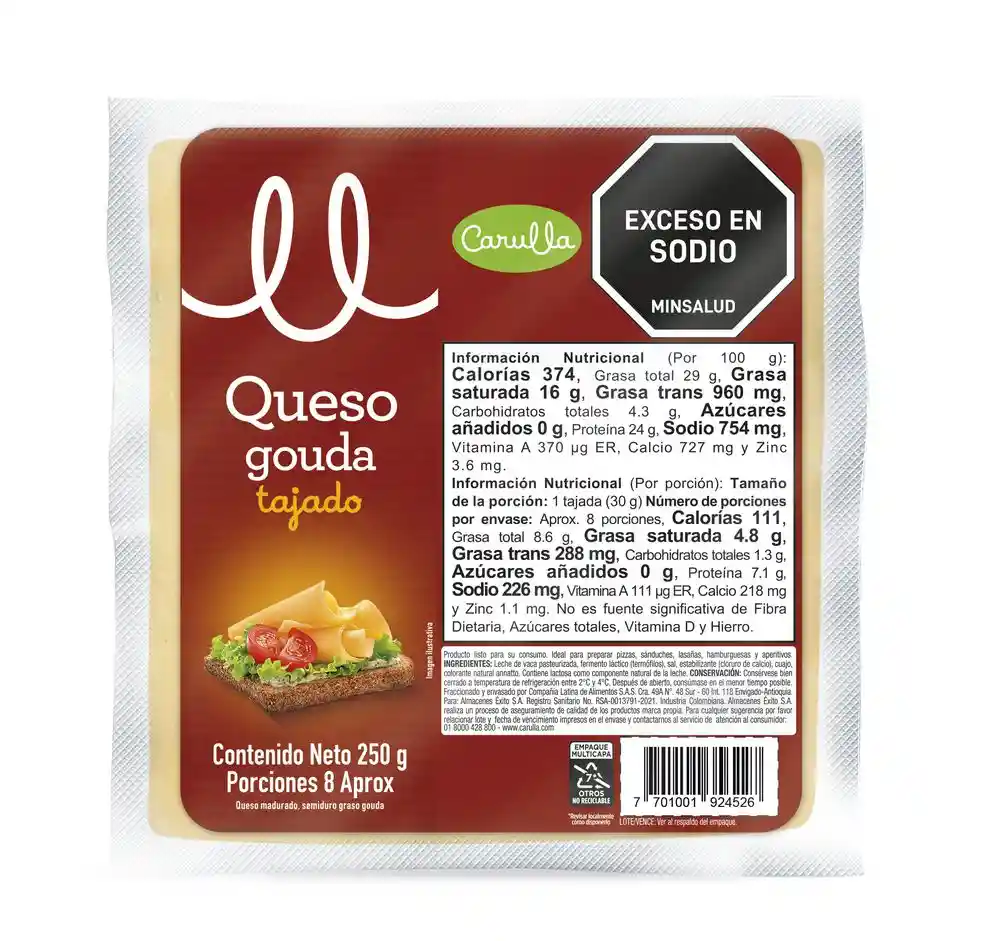 Queso Carulla Madurado(250 Gr)