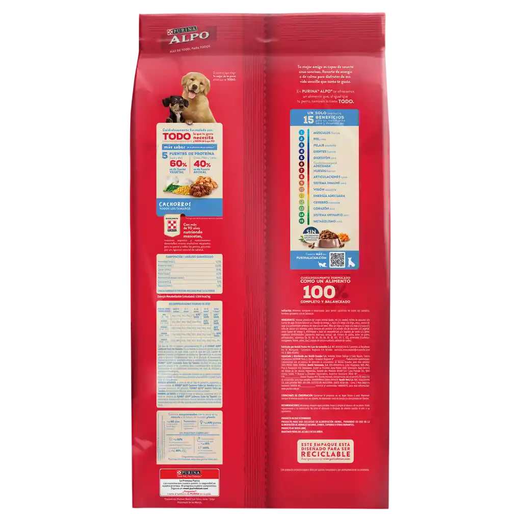 Comida para perros Cachorros Alpo con carne,pollo,cereales y vegetales x 2 kg