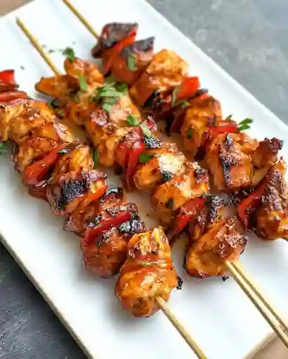 Pincho pollo con arepa