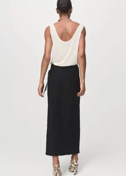 Falda Sebas Negro Talla 38 Mujer Mango