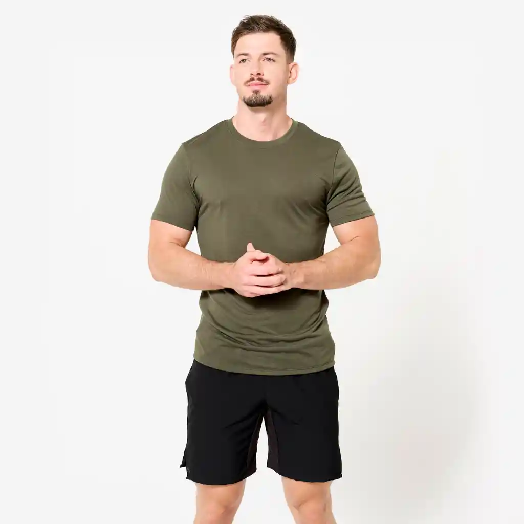 Camiseta de Cross Training Slim Fit Para Hombre Domyos 500 - Verde