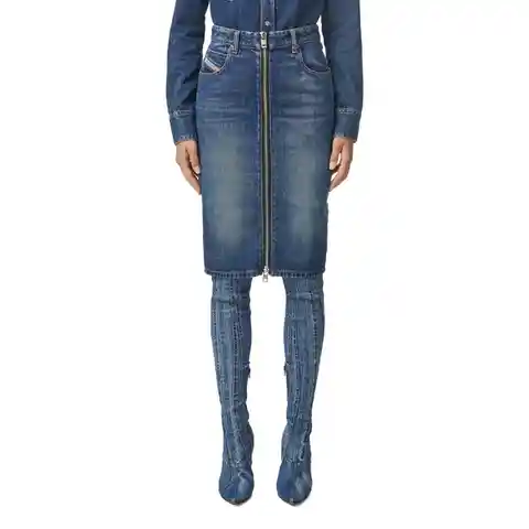 Diesel Falda De-Pencil-Zip Azul Talla 26