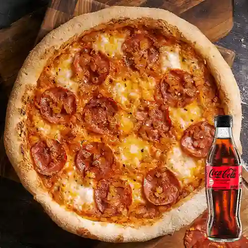 Combo Pizza Chorizo Español +Cocacola S/az 300ML