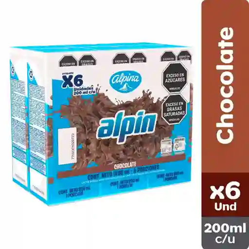 Alpin Leche Sabor a Chocolate Fuente de Vitaminas Pack x6