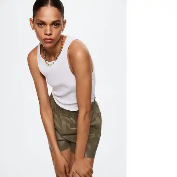 Shorts Pomme-L Khaki Talla L Mujer Mango